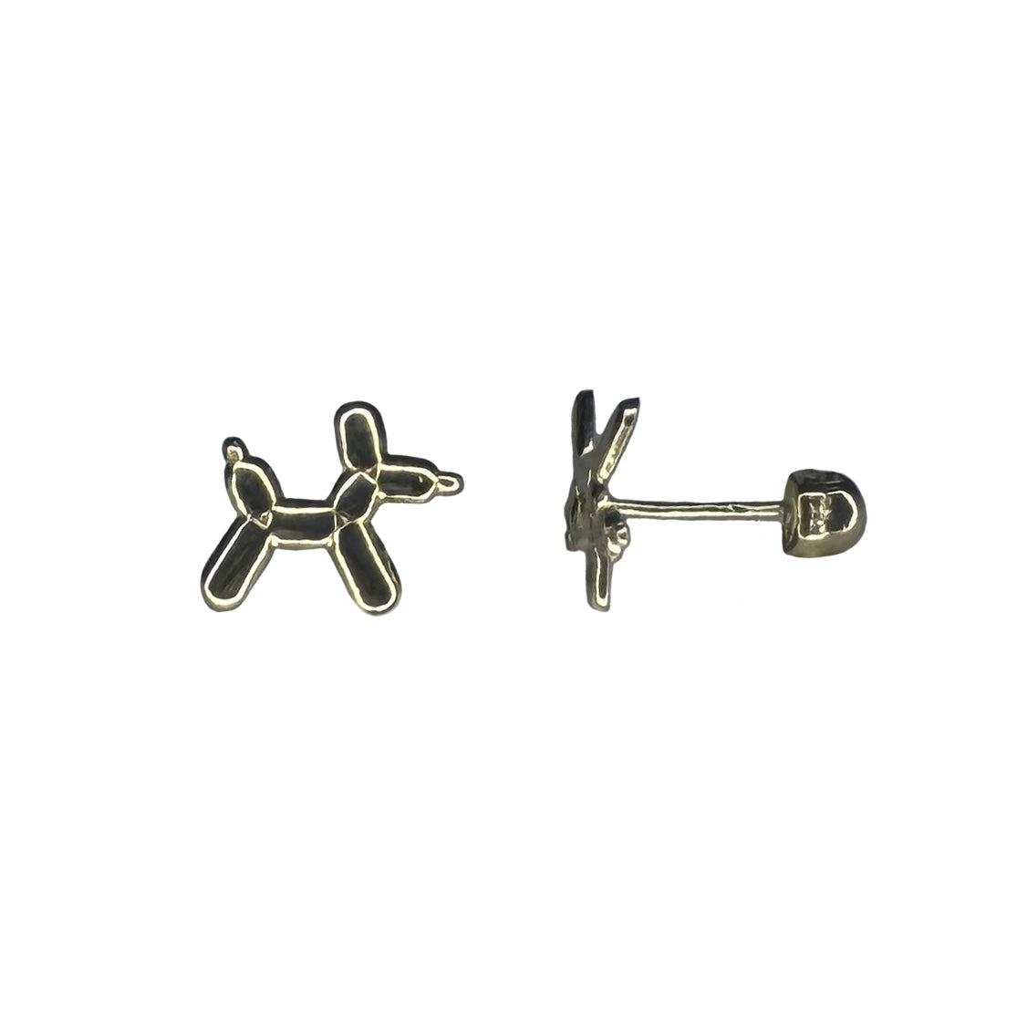 side detail of bubble dog gold earrings