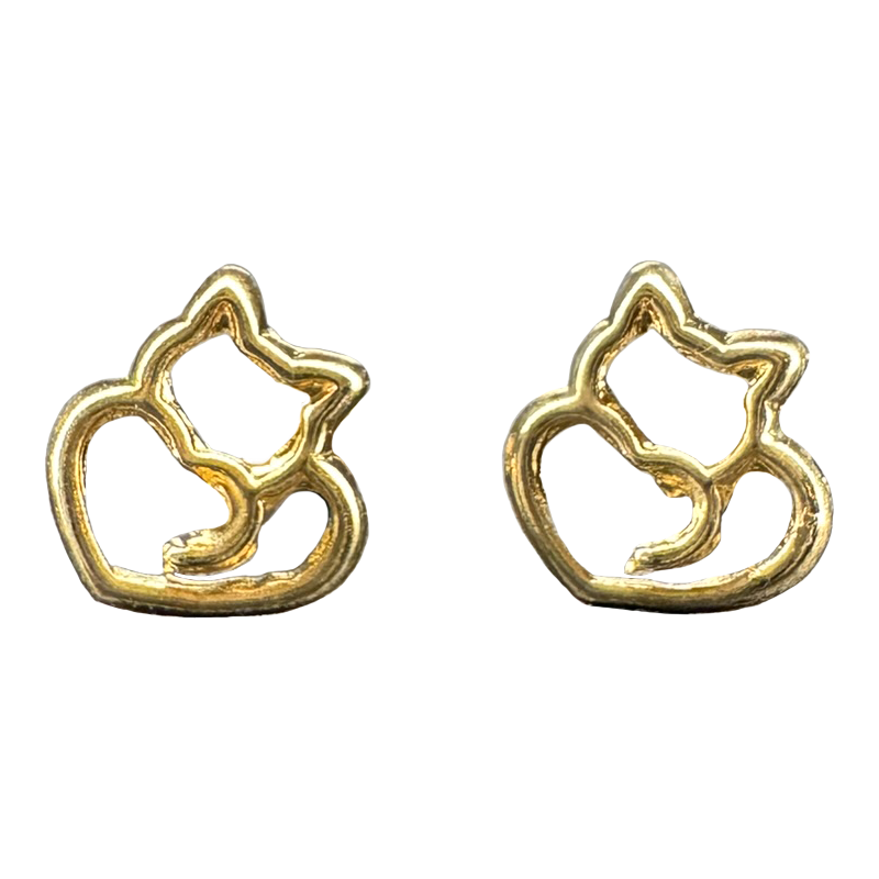 Aishi Cat 10kt gold earrings