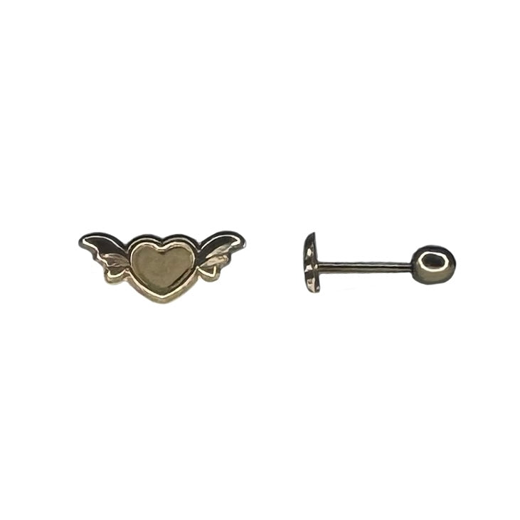 side illustration of gold heart earrings