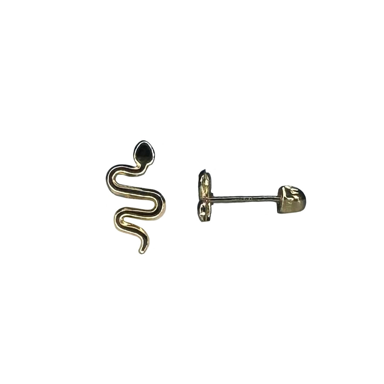 side detail of snake gold earring
