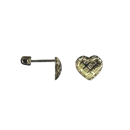 detailed illustration of heart and love gold earrings